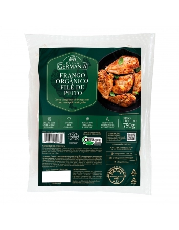 FILE DE PEITO DE FRANGO ORGANICO CONGELADO VILLA GERMANIA 750G(CX 12KG)P.FIXO