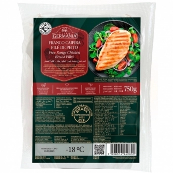 FILE DE PEITO DE FRANGO CAIPIRA CONGELADO VILLA GERMANIA 750G(CX 12KG)P.FIXO