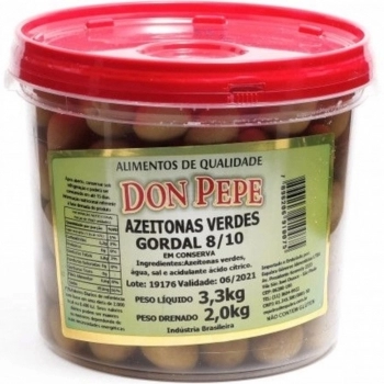 AZEITONA VERDE GORDAL 8/10 DON PEPE 2KG DRE